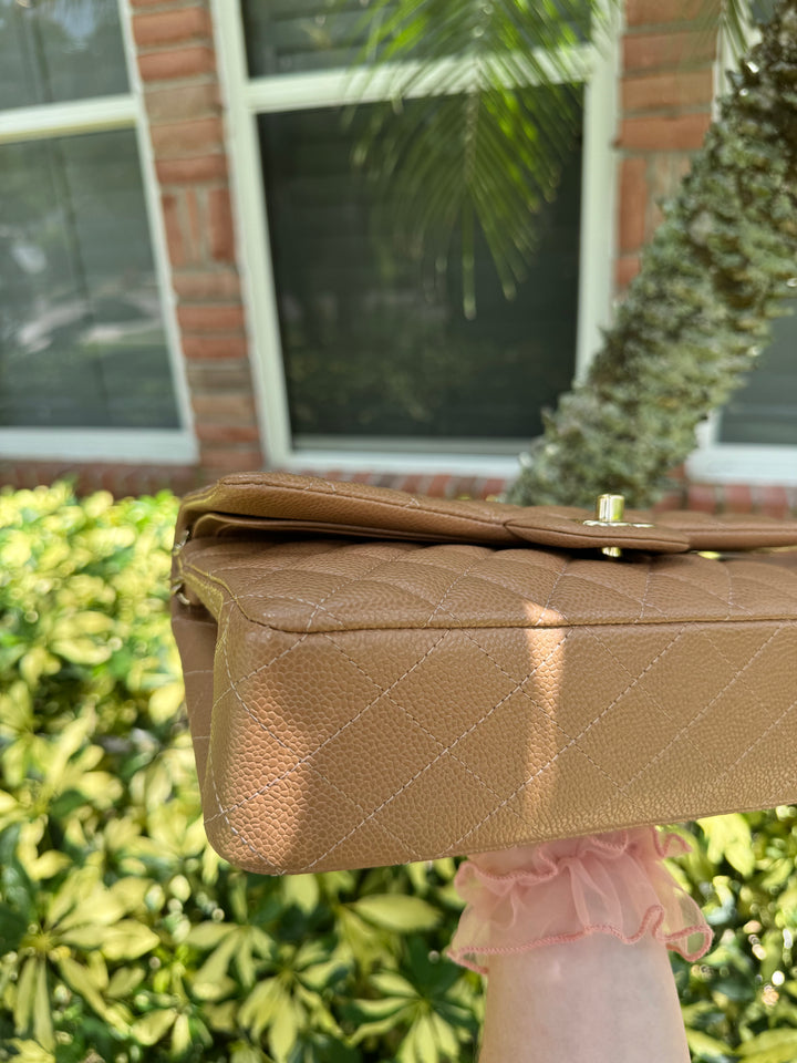 Chanel 18S Dark Beige Medium Caviar Flap Bag