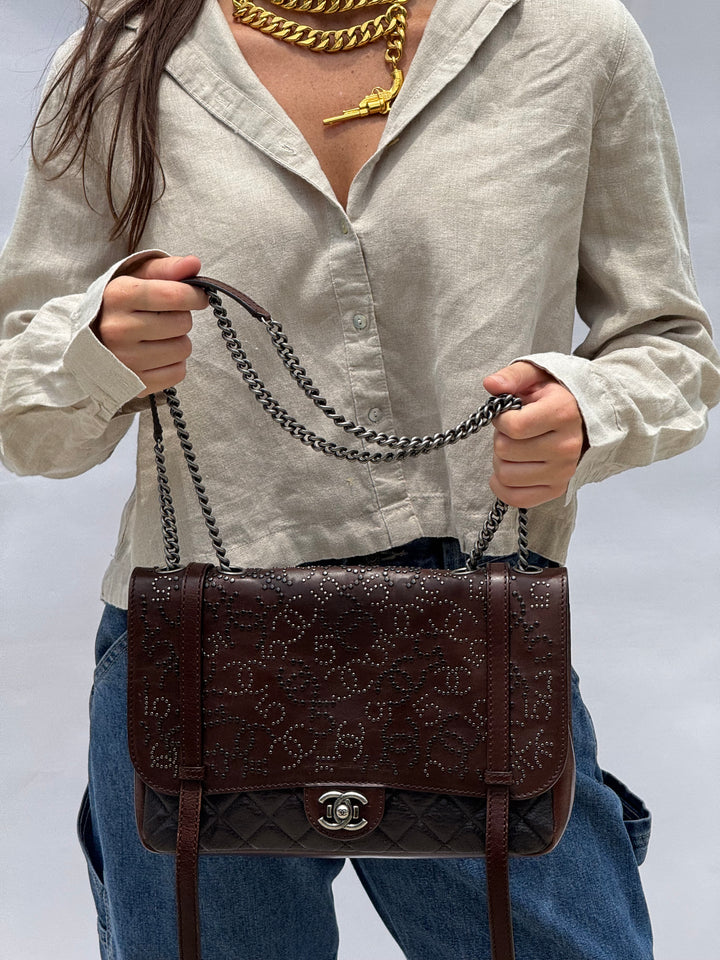 Chanel Jumbo Paris Dallas Texan Satchel Flap Bag