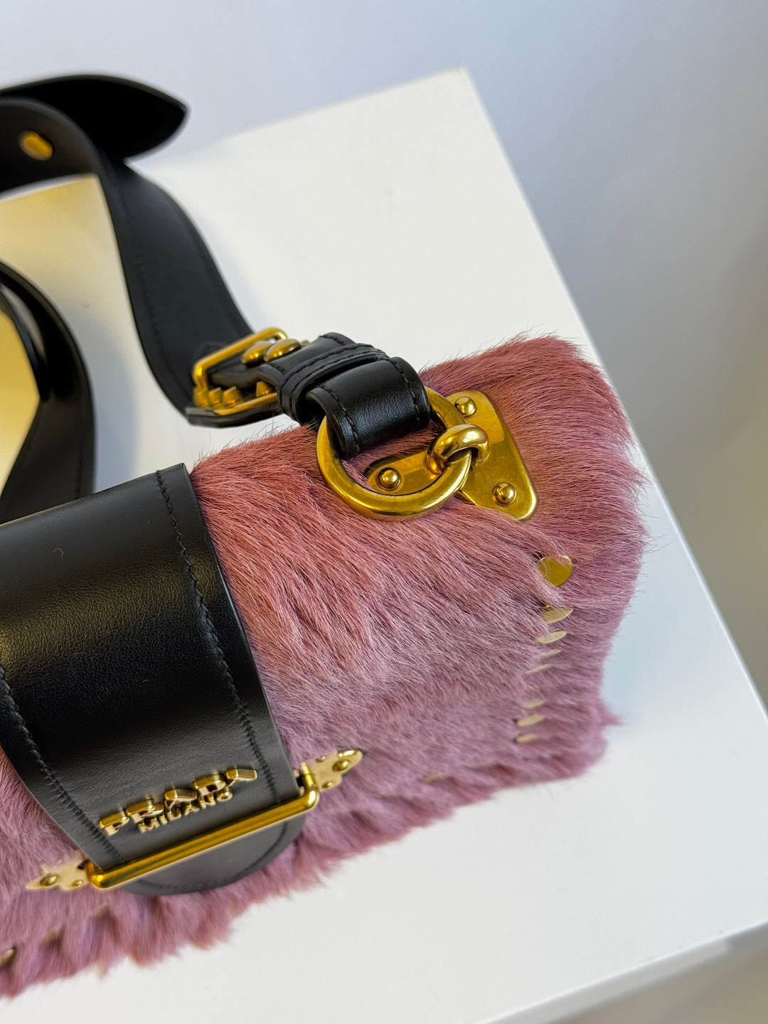 Prada Calf Hair Pink Cahier Crossbody Bag