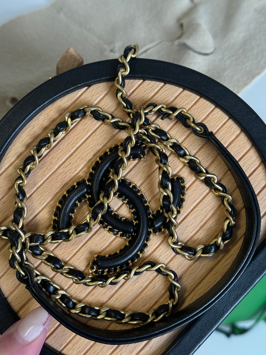 Chanel 2022 Round Beech Wood Vanity Case