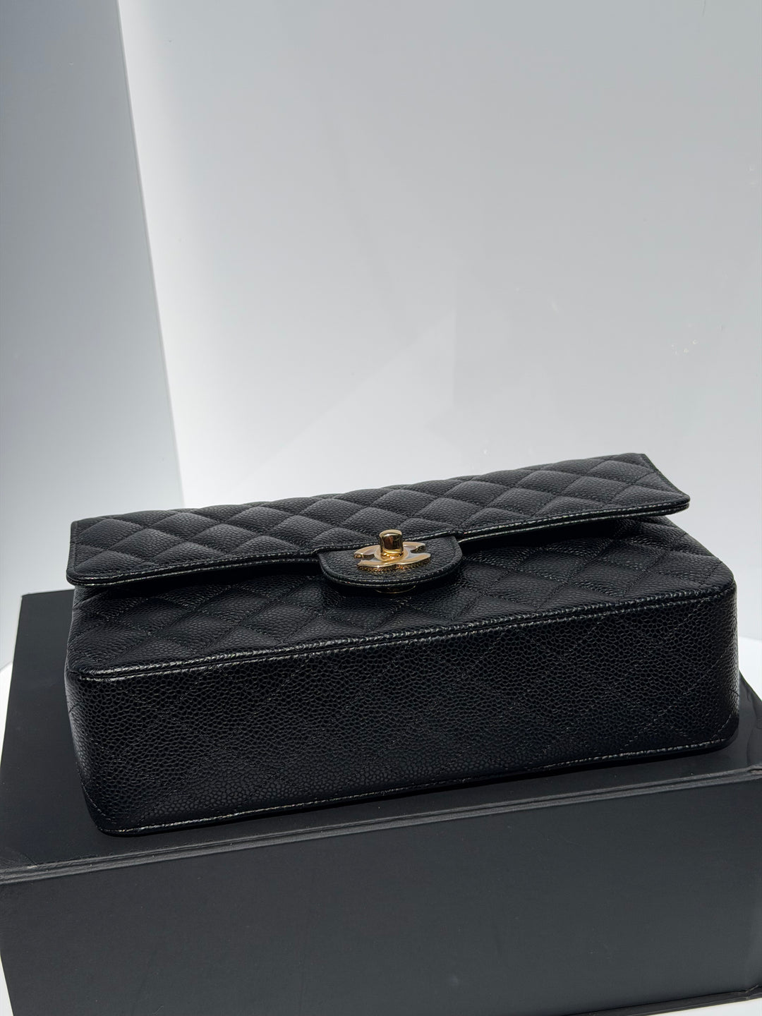 Chanel Medium Classic Double Flap Caviar Black Gold Hardware 2018