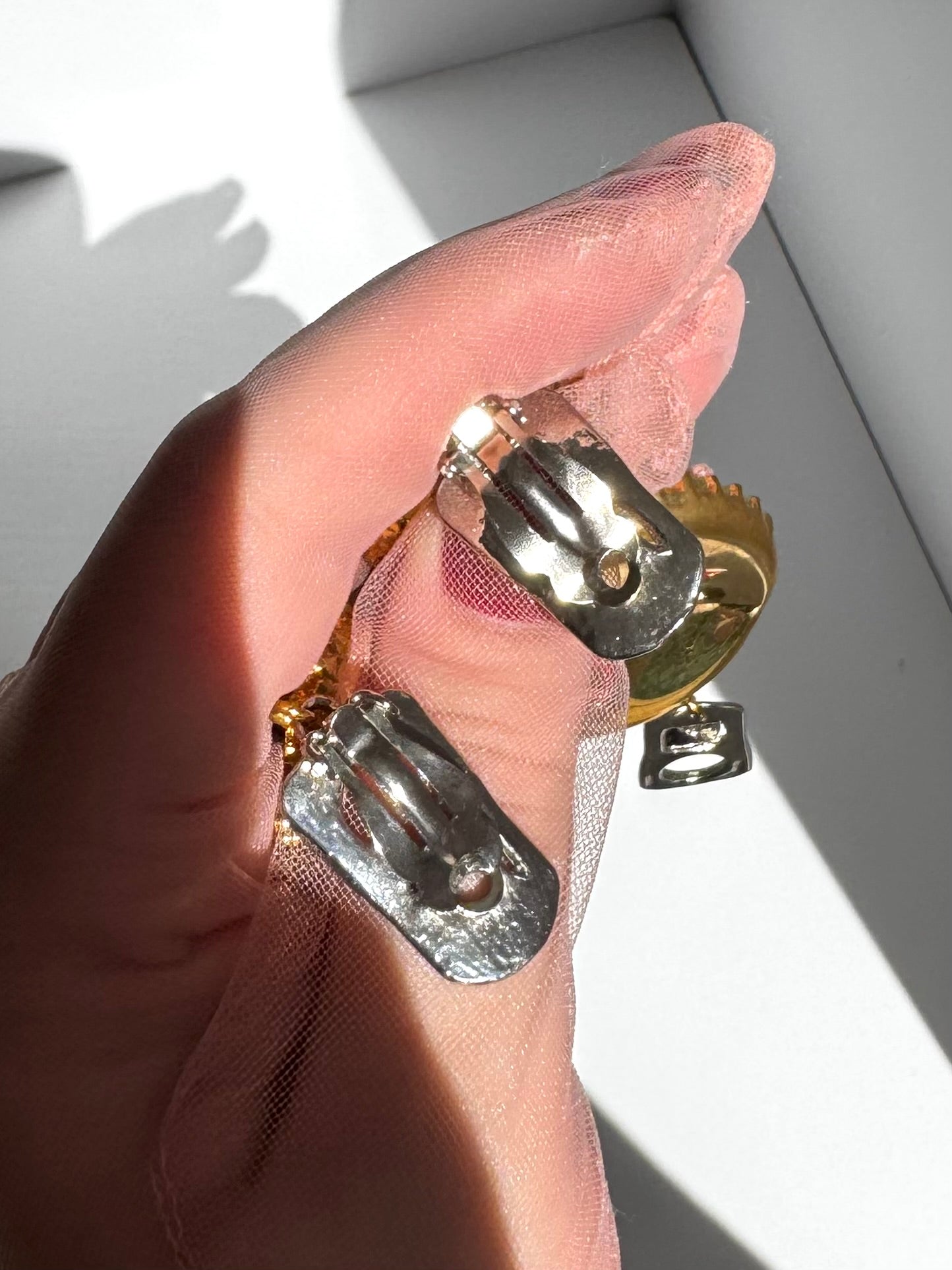 Christian Dior Vintage Bottle Cap Clip On Earrings