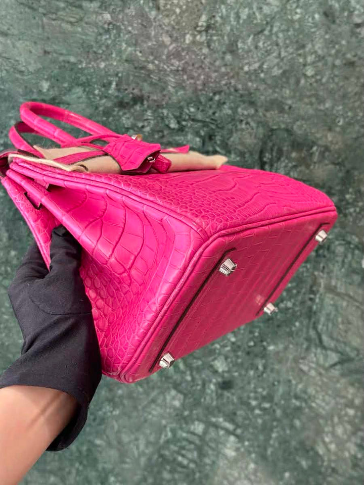 Hermès Birkin 25 Matte Alligator Rose Shocking Palladium Hardware