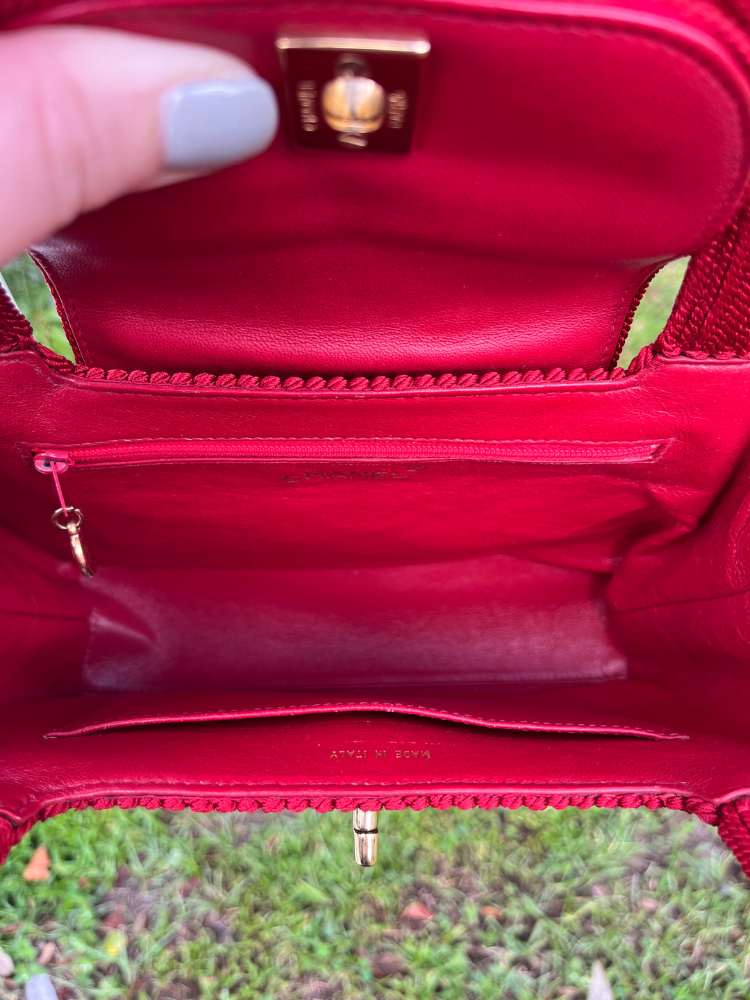 Chanel Vintage Medium Red Rope Kelly Top Handle