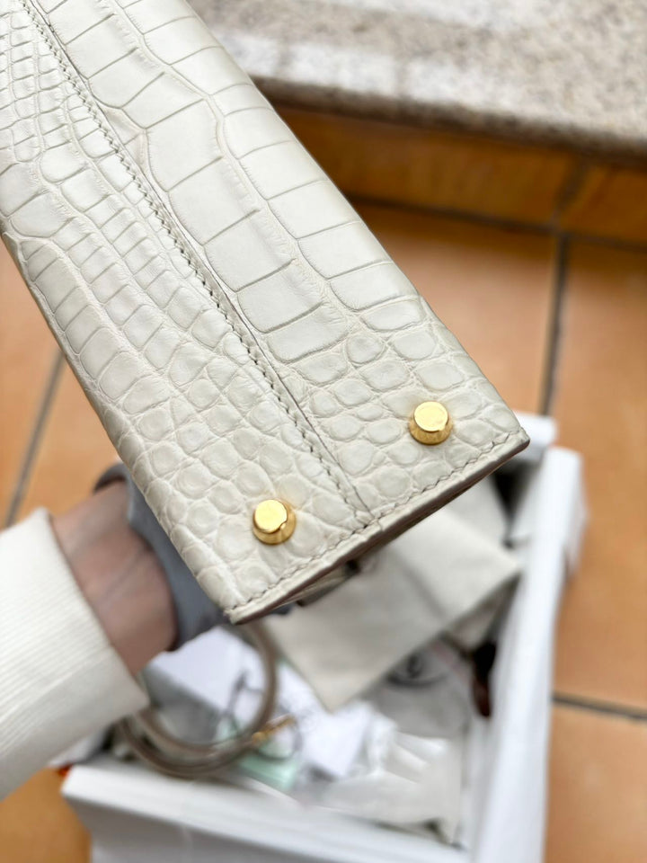 Hermes Mini Sellier Beton Matte Alligator Kelly 20