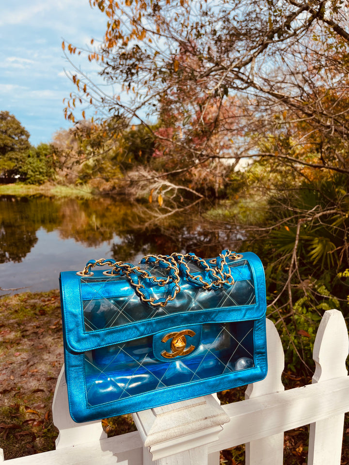 Chanel Iridescent PVC Maxi Lambskin Flap Bag