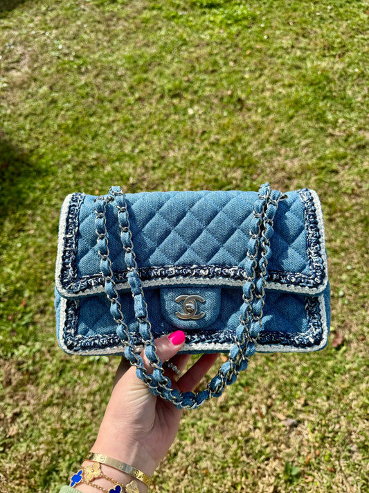 Chanel Medium Denim Braided Single Flap