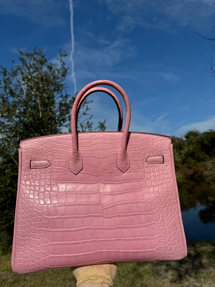 Hermes Bubblegum Matte Croc Birkin 35 PHW