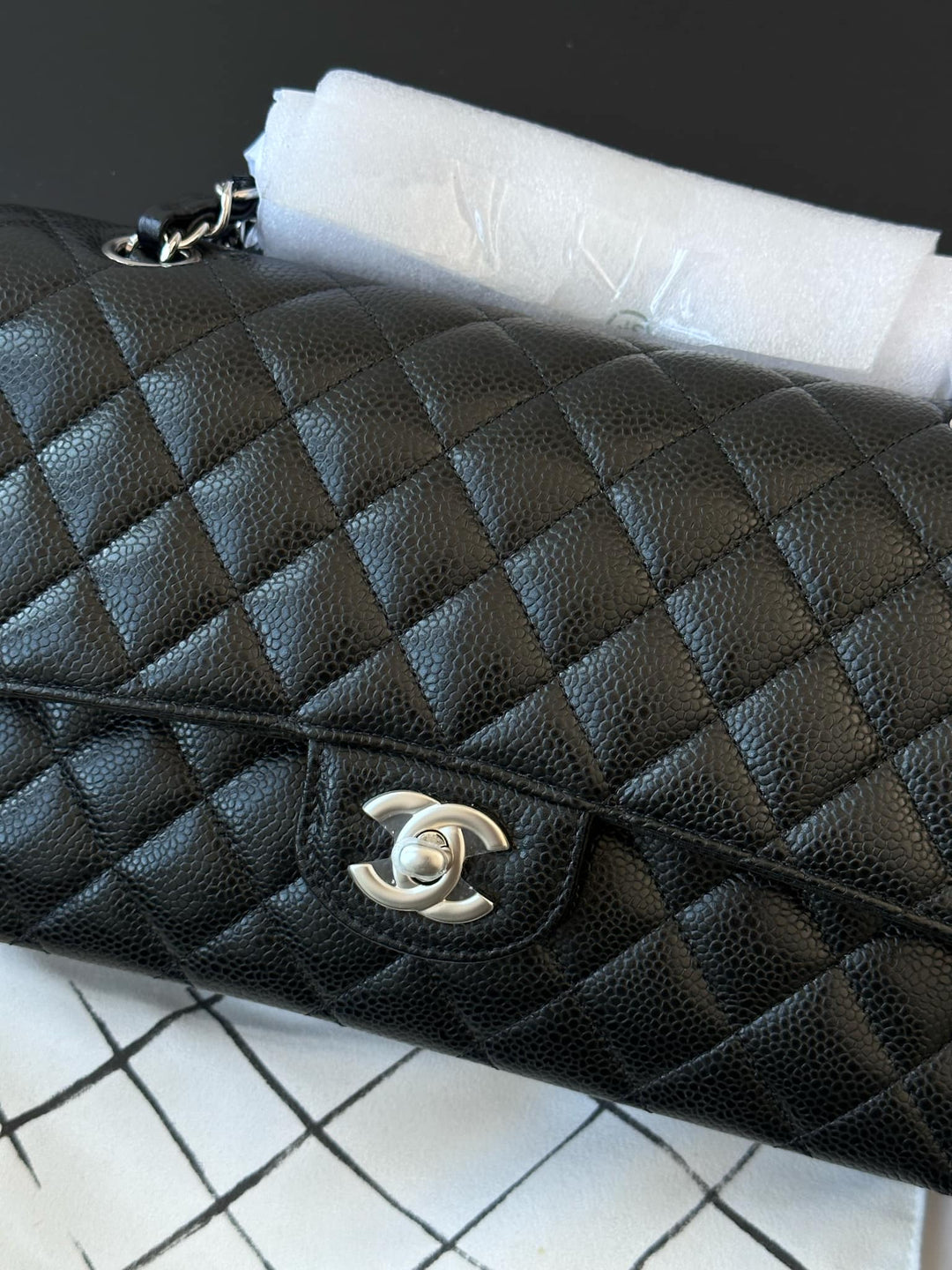 Chanel Black Medium Caviar Double Flap Bag SHW