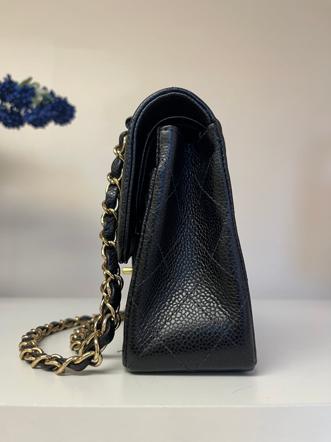 Chanel 7 Series Black Small Vintage Caviar Classic Flap Bag