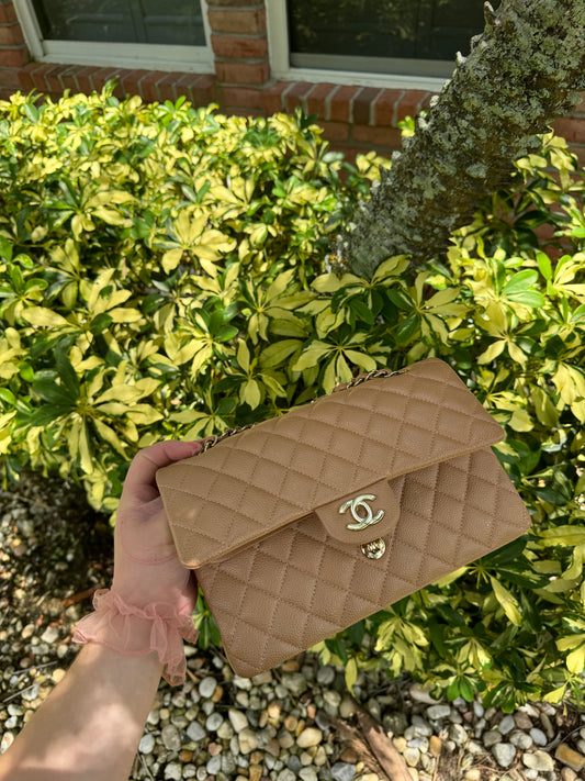 Chanel 18S Dark Beige Medium Caviar Flap Bag