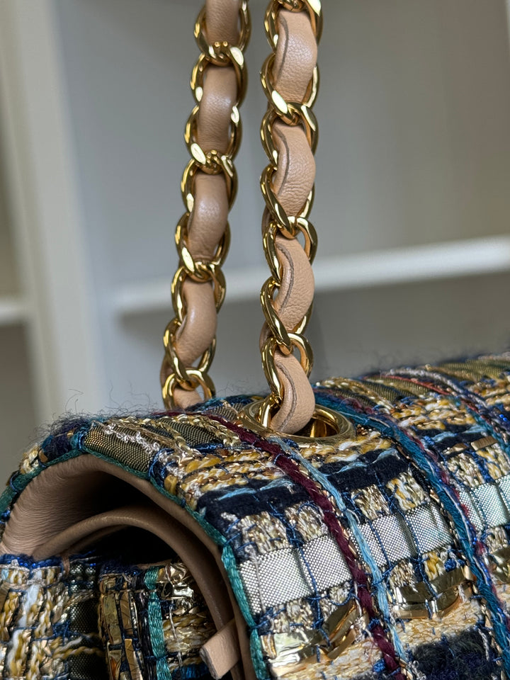 Chanel Medium Egyptian Tweed Flap Bag Gold Hardware 19A