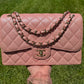 Chanel 19S Pink Iridescent Jumbo Caviar Double Flap Bag