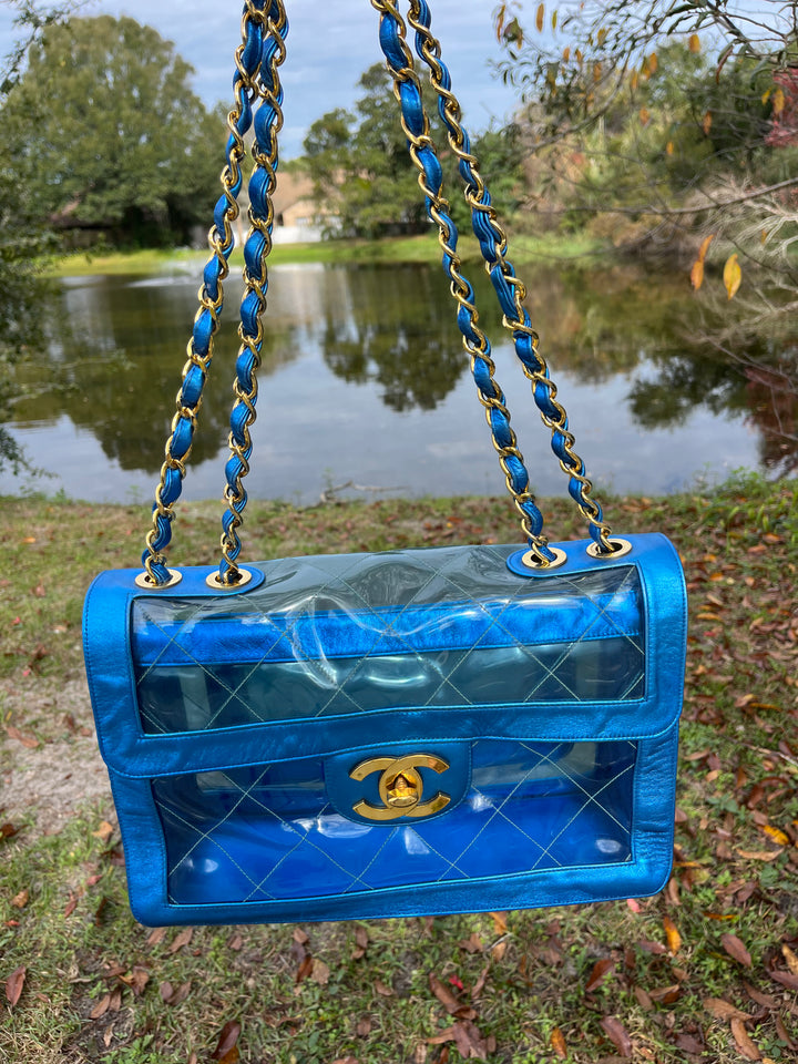 Chanel Iridescent PVC Maxi Lambskin Flap Bag