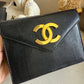 Chanel 1991 Black Lizard CC Envelope Flap Bag