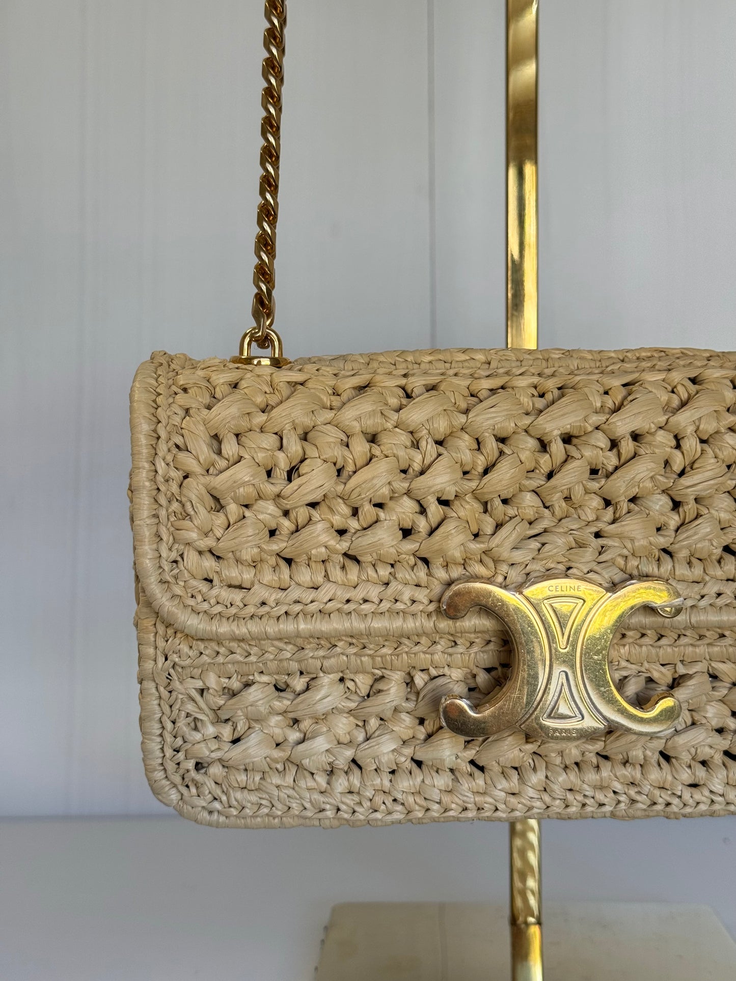 Celine 2023 Raffia Chain Shoulder Bag