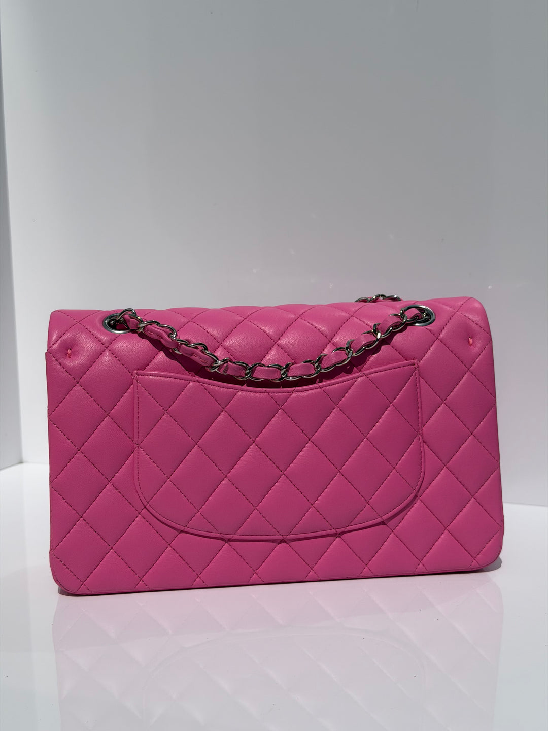 Chanel 21S Medium Classic Flap Lambskin Pink Silver Hardware