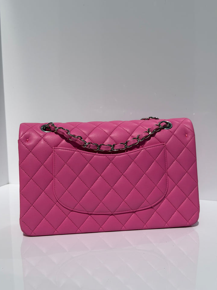 Chanel 21S Medium Classic Flap Lambskin Pink Silver Hardware