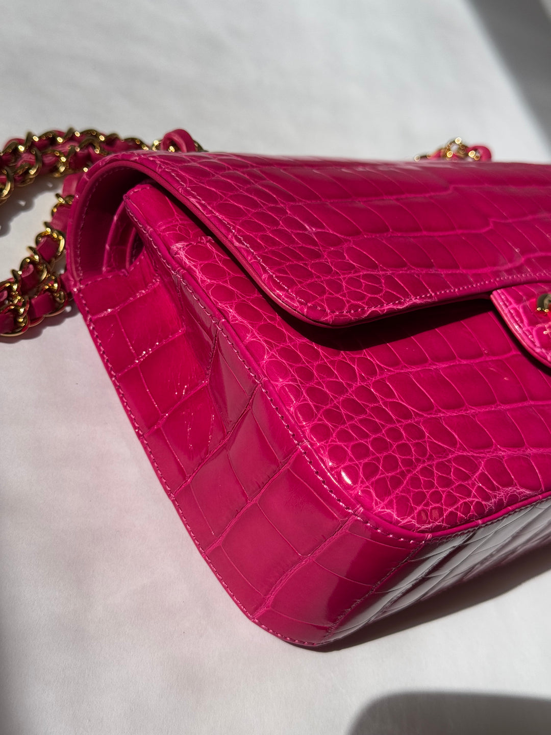 Chanel Fuchsia Alligator Medium Classic Flap Bag