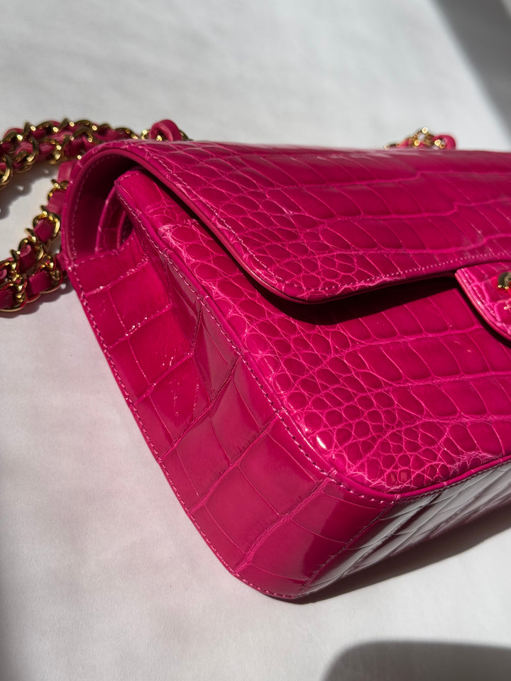 Chanel Fuchsia Alligator Medium Classic Flap Bag