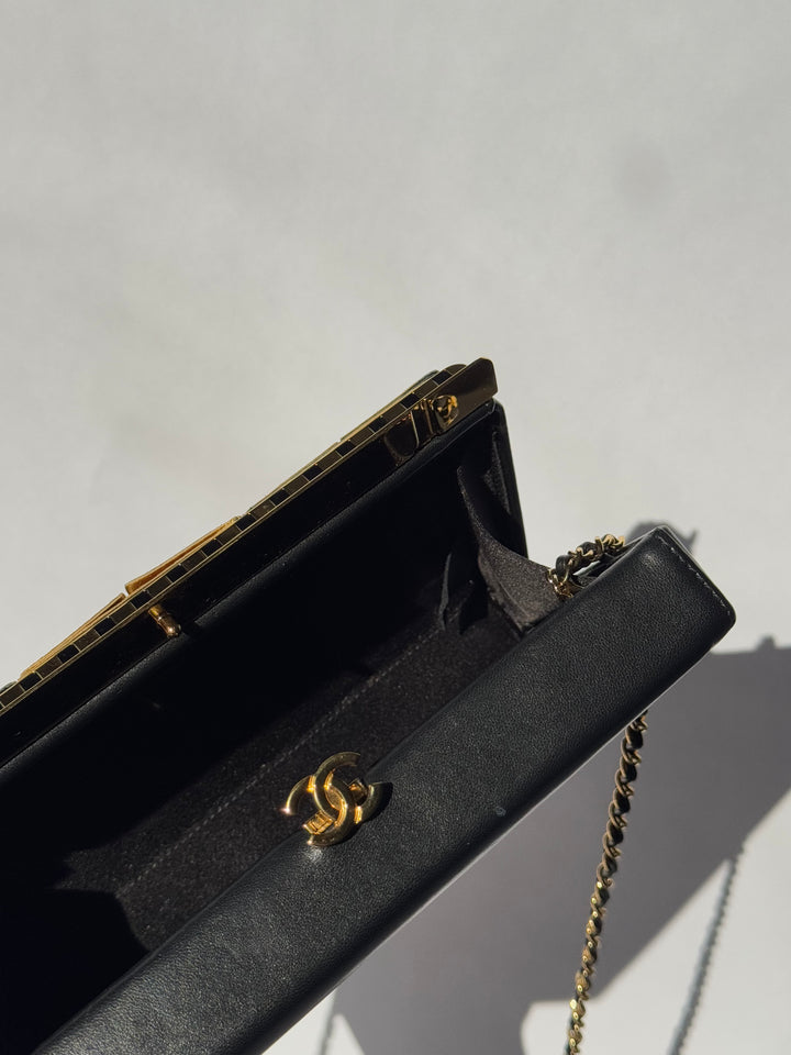 Chanel 19A Egypt Gold Lambskin Minaudiere Crossbody Black Gold 2019