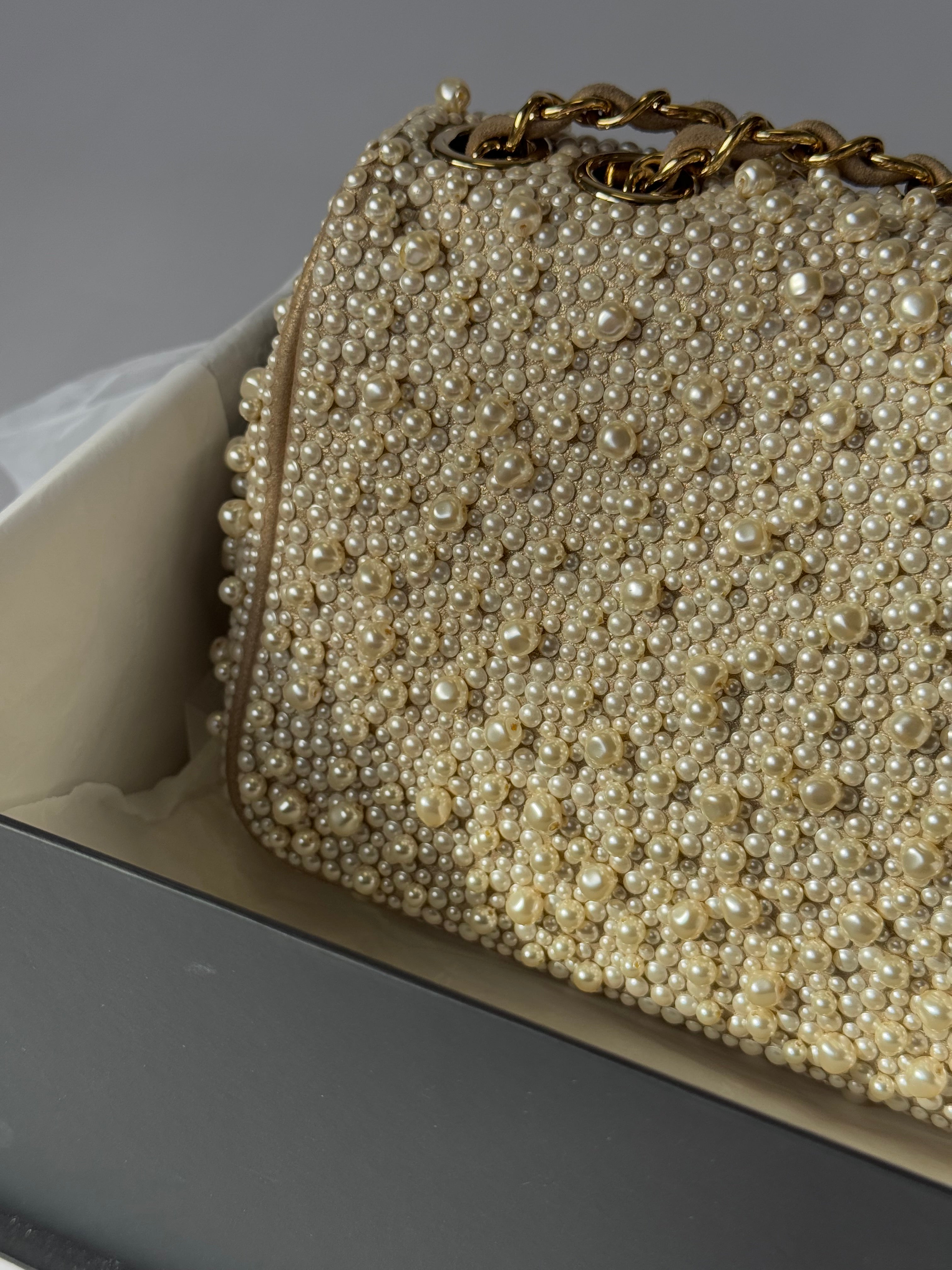 Chanel 17A Ritz Pearl Embellished Mini Rectangular Flap Bag – Its