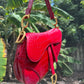 Christian Dior Medium Red Alligator Saddle