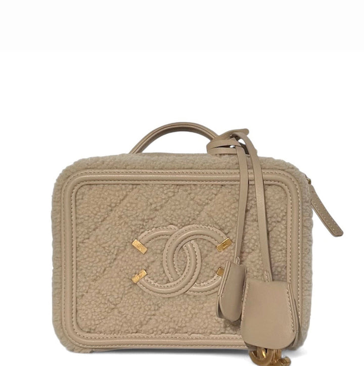 Chanel Small Nude Filigree Shearling Vanity Case