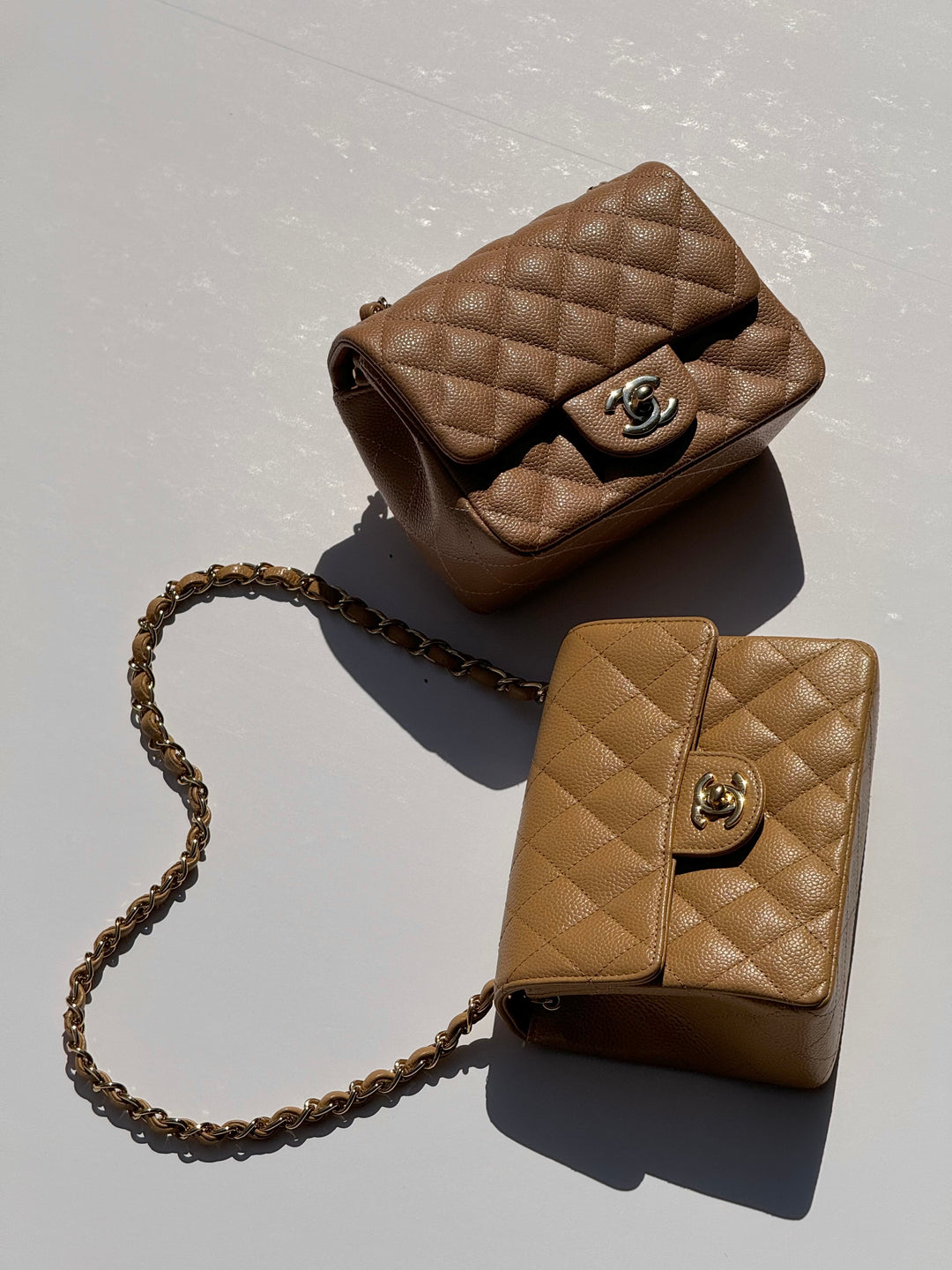 Chanel Dark Beige Vintage Mini Caviar Square Flap Bag