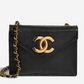 Chanel 1991 Black Lizard CC Envelope Flap Bag