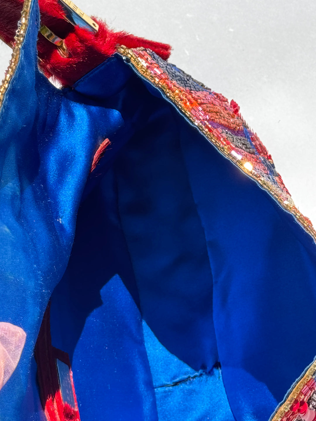 Fendi 1997 Vintage Beaded Ponyhair Baguette