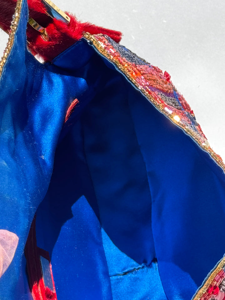 Fendi 1997 Vintage Beaded Ponyhair Baguette