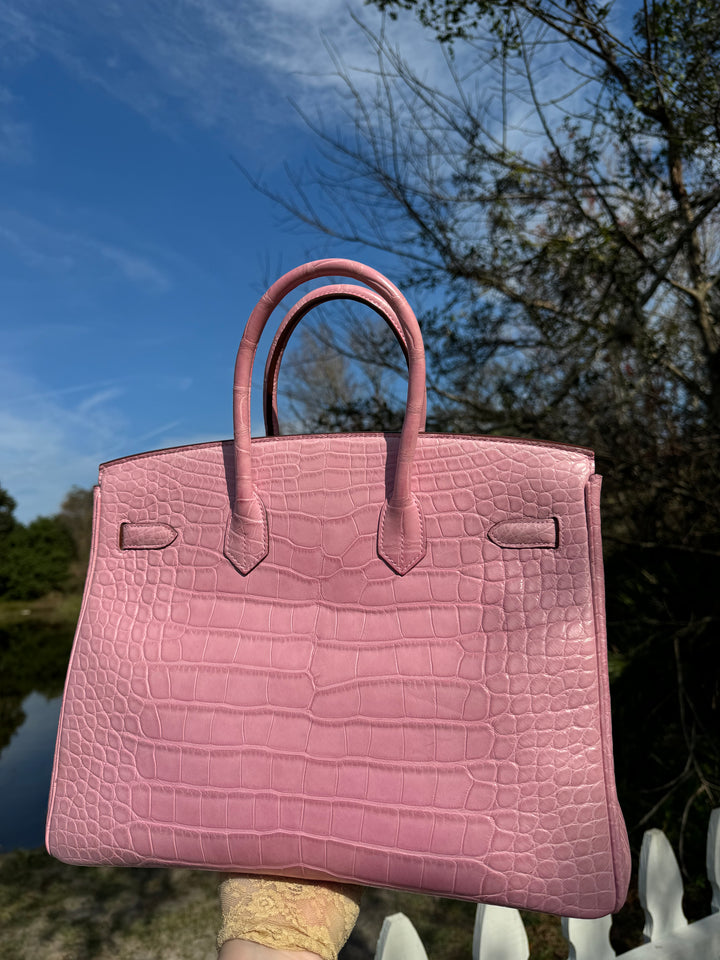 Hermes Bubblegum Matte Croc Birkin 35 PHW