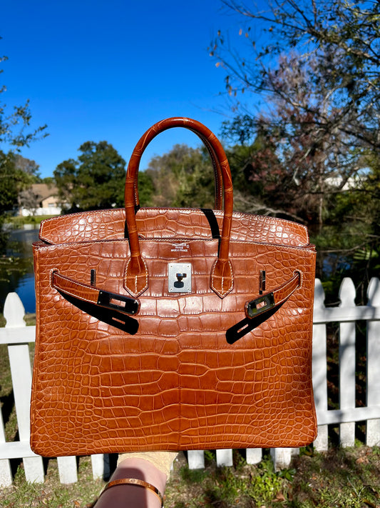 Hermes Fauve Barena Matte Croc Birkin 35