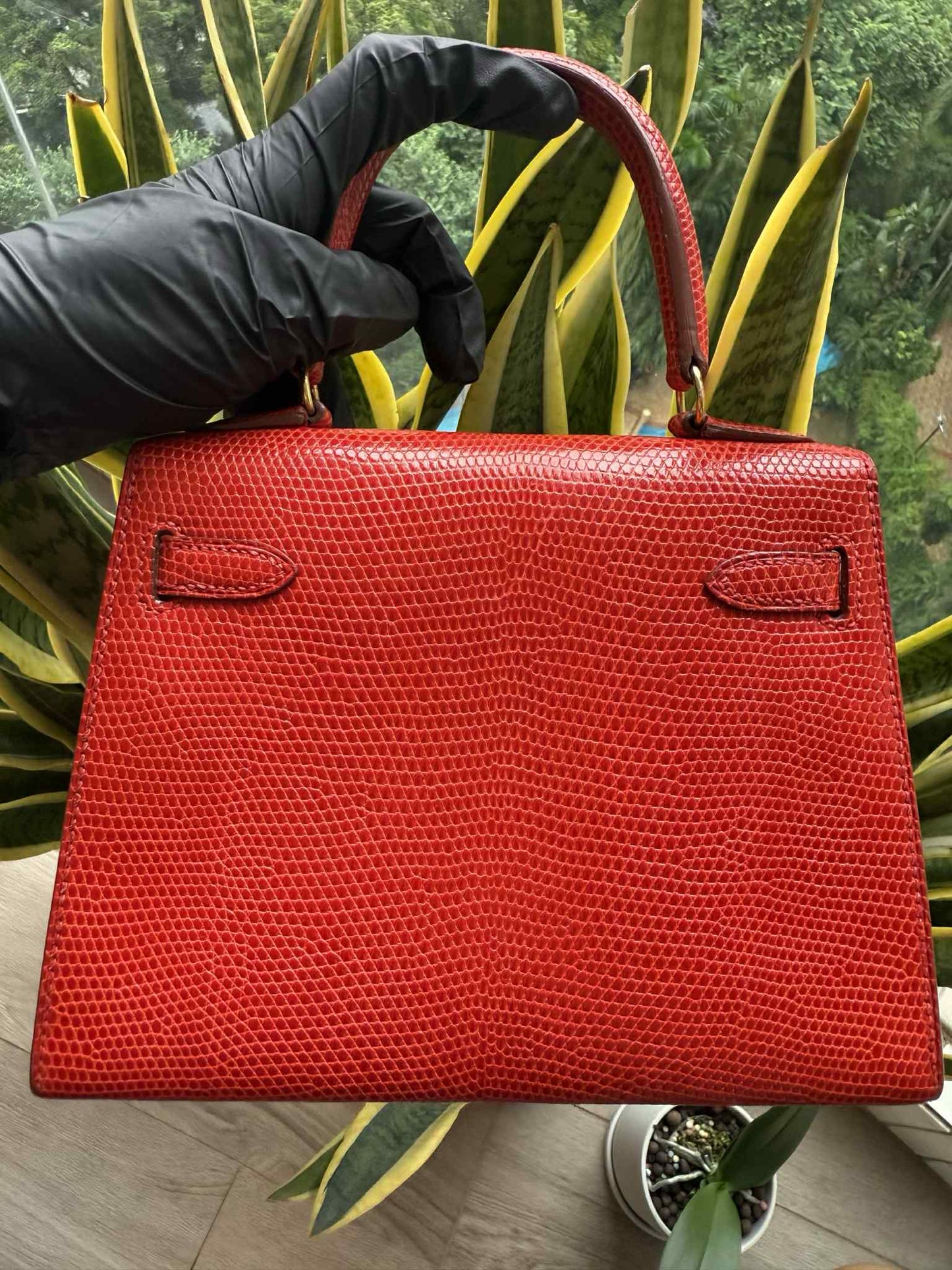Hermes Vintage Red Lizard Kelly Sellier 20