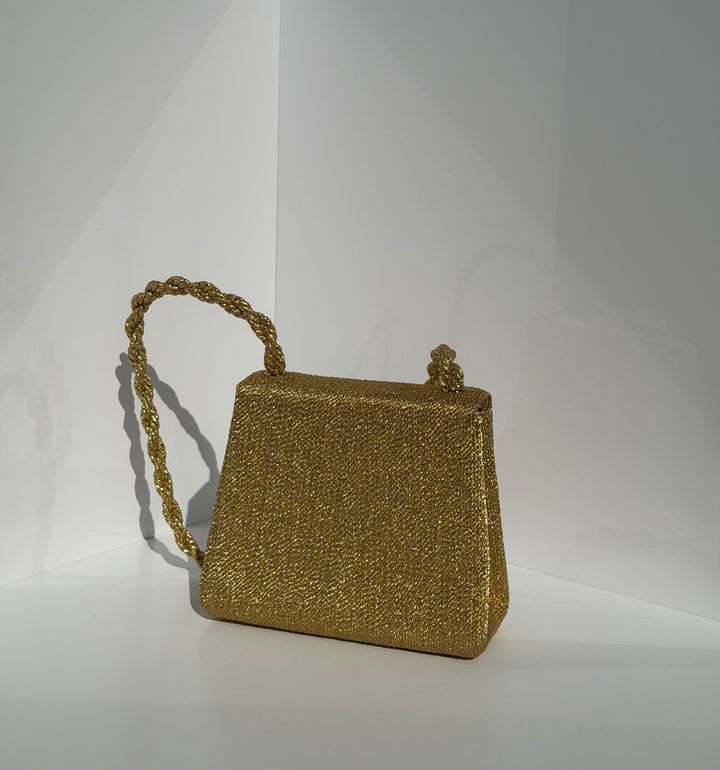 Chanel RARE Vintage Gold Silk Rope Shoulder Bag