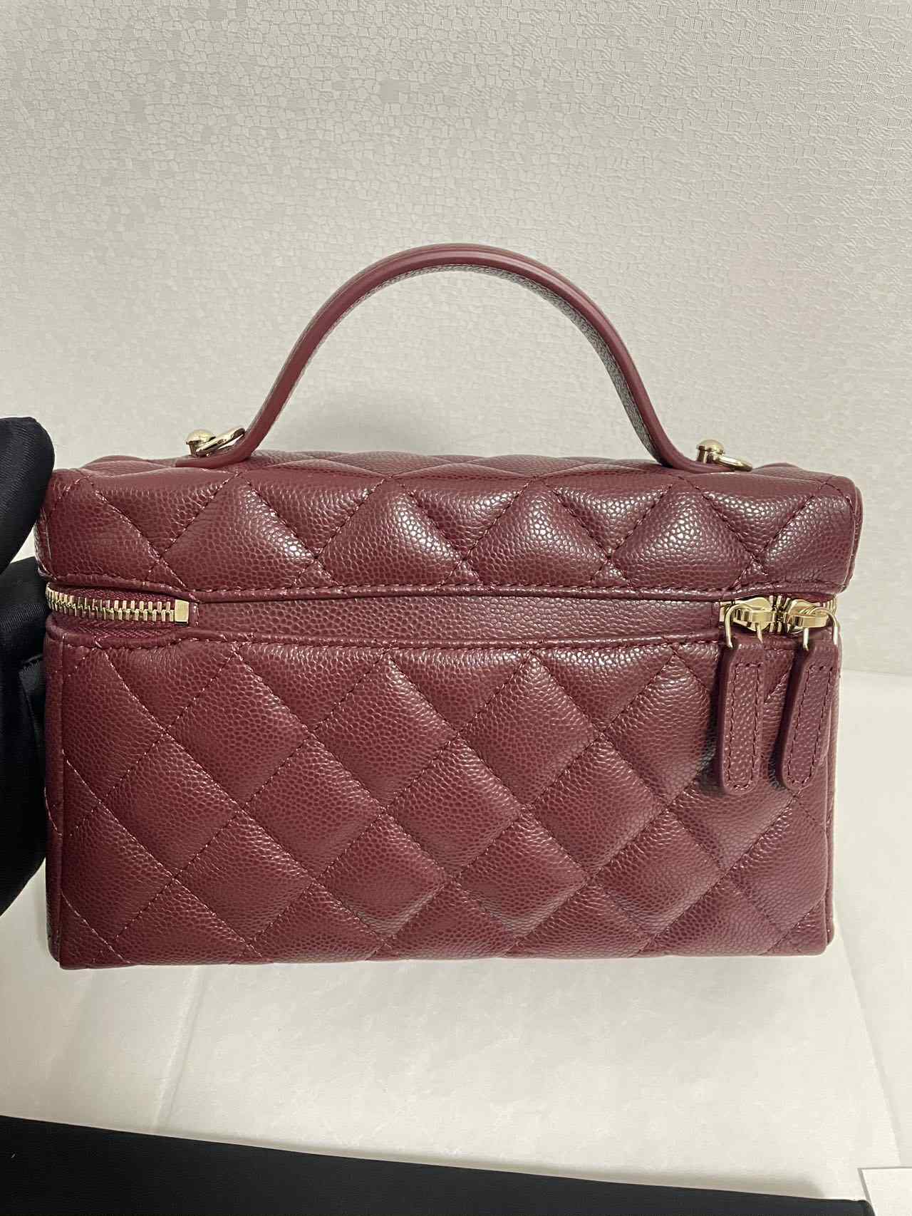 Chanel 25B Burgundy Caviar Slim Vanity Bag
