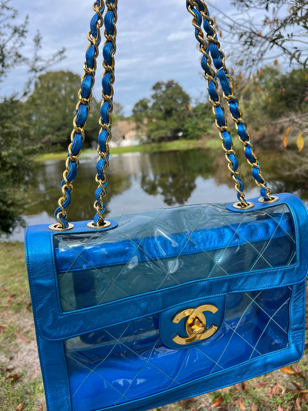 Chanel Iridescent PVC Maxi Lambskin Flap Bag