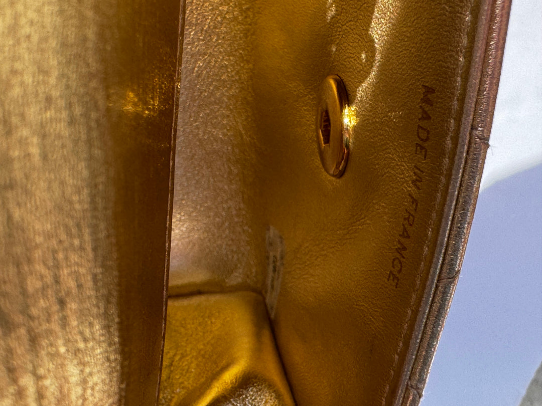 Chanel 1994 Vintage Metallic Gold Extra Mini Flap Bag