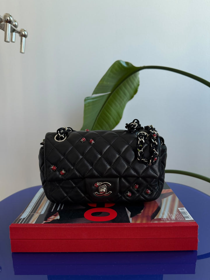 Chanel Mini Ladybug Flap Black Lambskin Silver Hardware 2011