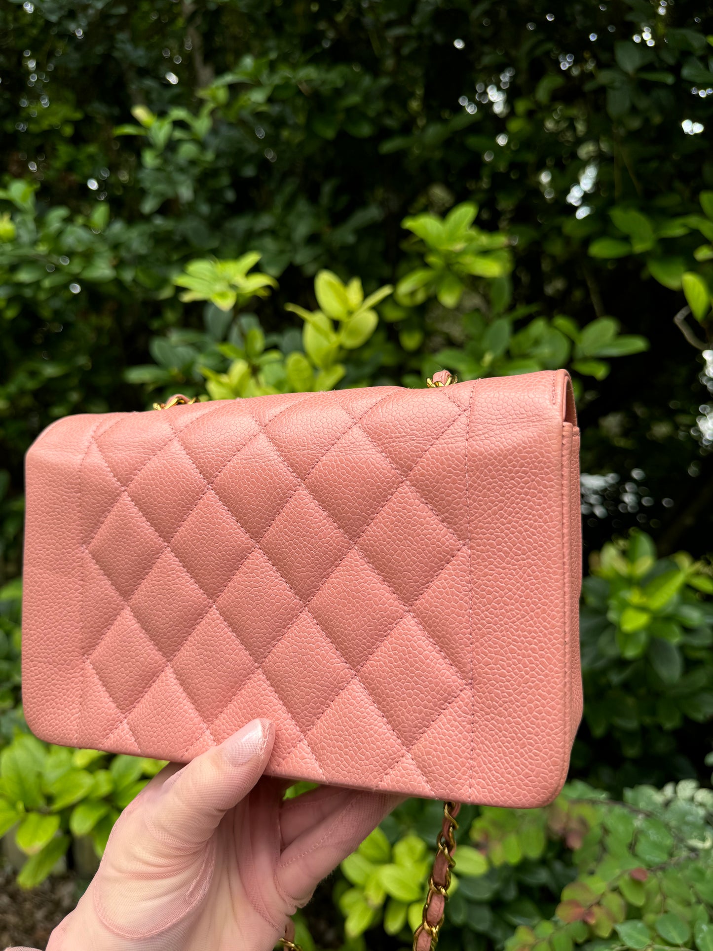 Chanel Rare Small Pink Caviar Diana Flap Bag