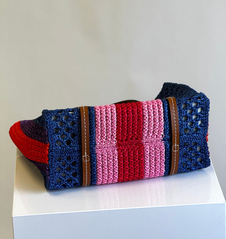 Gucci Interlocking Multicolor Raffia Tote Bag