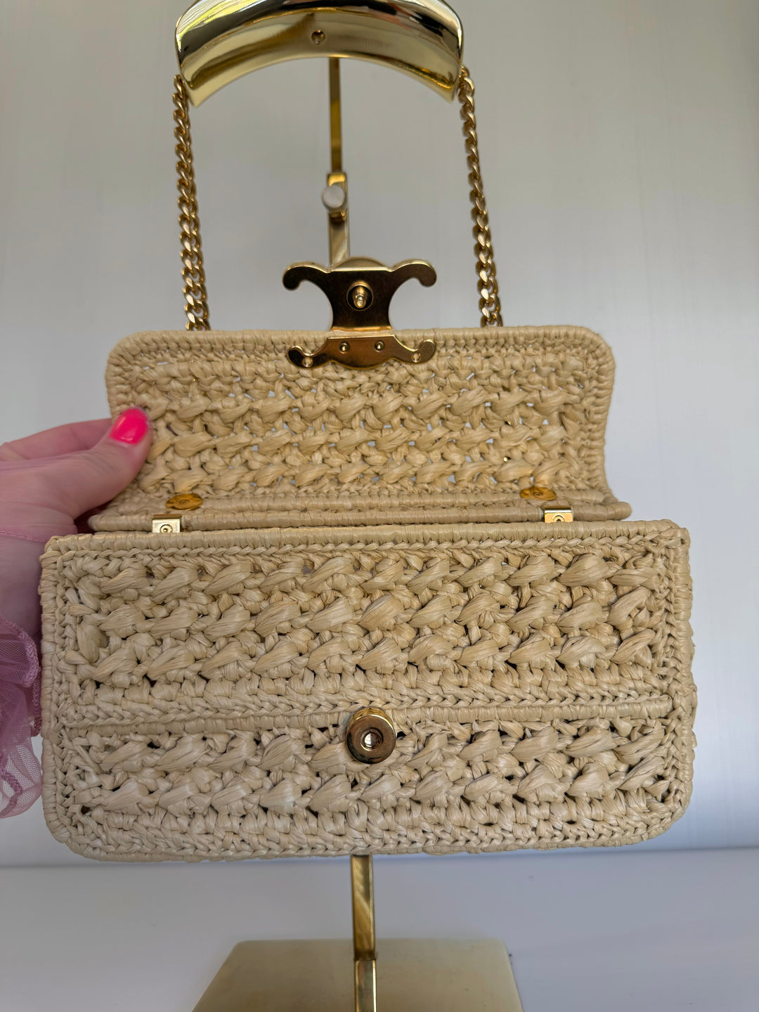 Celine 2023 Raffia Chain Shoulder Bag