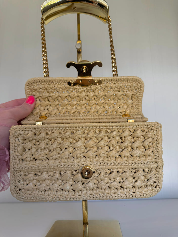 Celine 2023 Raffia Chain Shoulder Bag