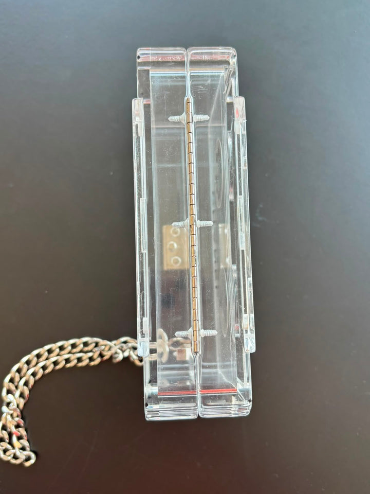 Chanel Clear Lucite Cassette Evening Clutch Silver Hardware 2004