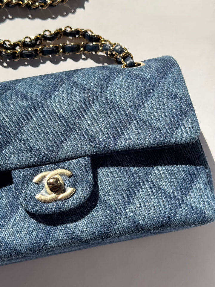 Chanel 22K Small Denim Classic Double Flap Bag