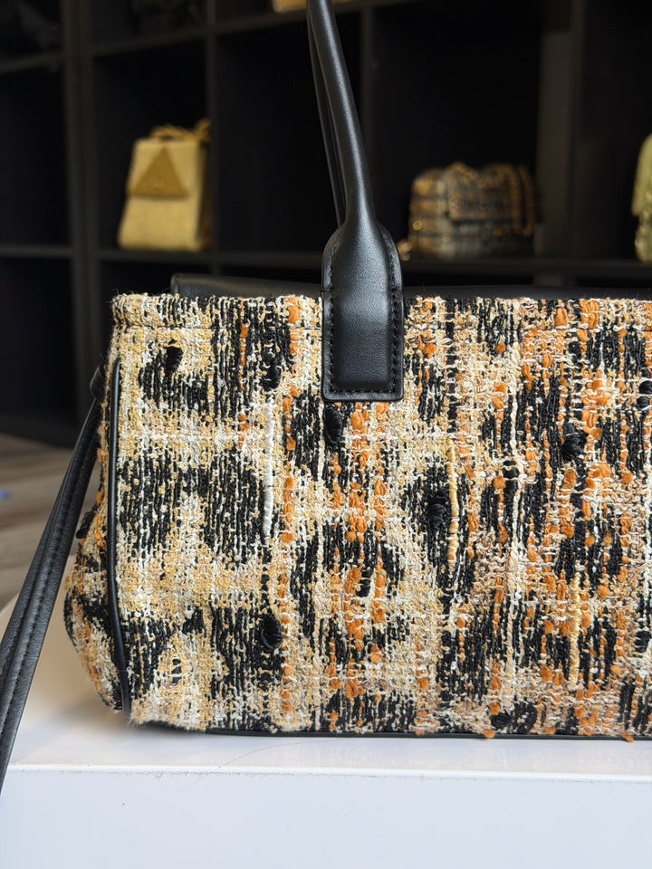 Chanel Small Shopping Bag Brown Black & White Leopard Tweed & Calfskin Gold Tone Hardware 2026