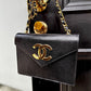 Chanel 1991 Black Lizard CC Envelope Flap Bag