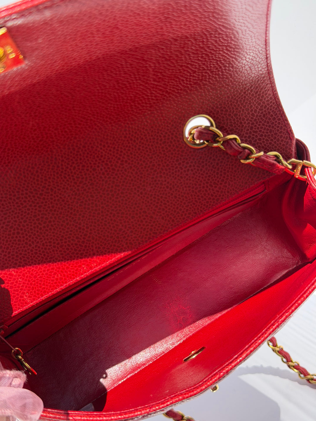 Chanel Small Diana Flap Bag Caviar Red 24K Plated Gold Hardware 1994