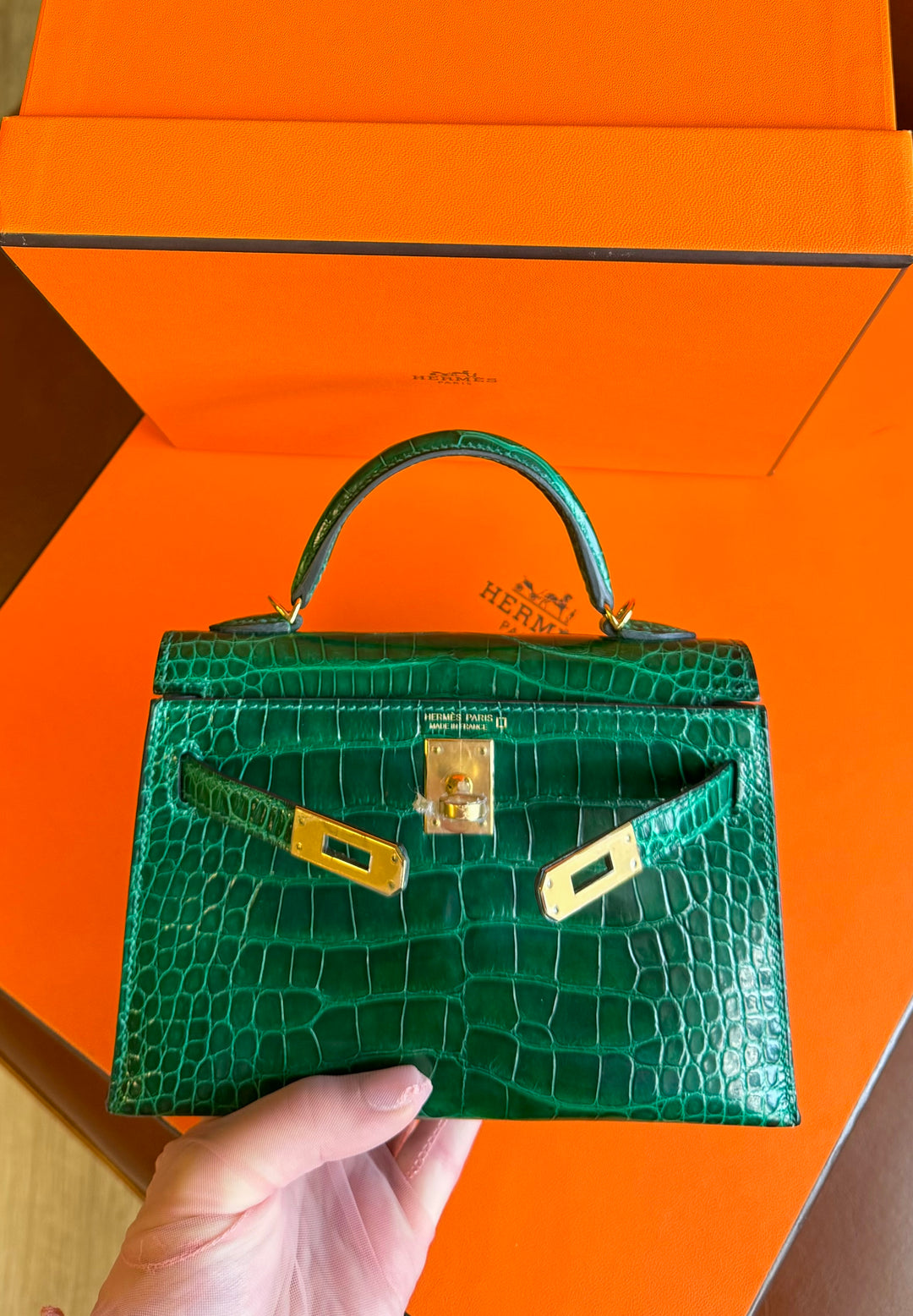 Hermes Emerald Alligator Mini Kelly